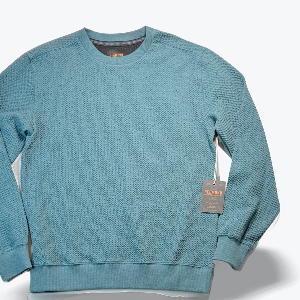 Redmond Crewneck Sweatshirt Teal Blue Textured Speckled Mens Small NWT